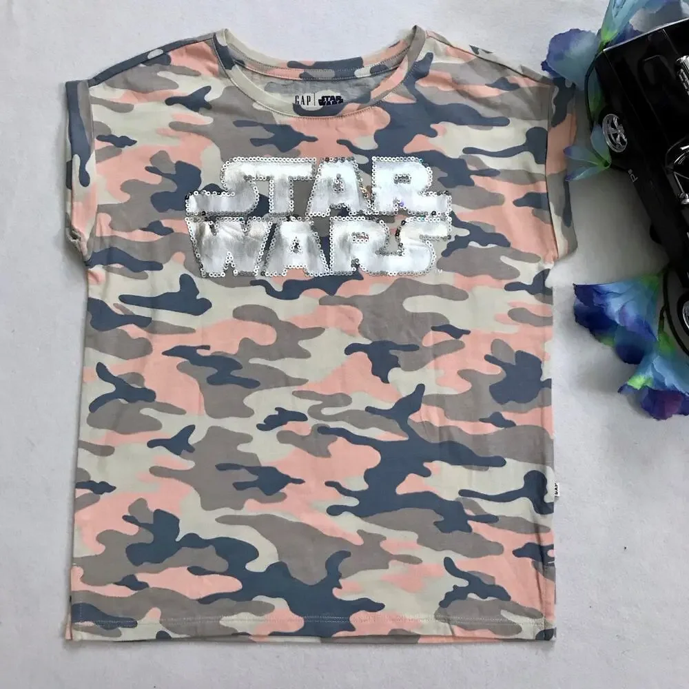 Gap Star Wars NWOT Camouflage Graphic Shirt Girls M (8)